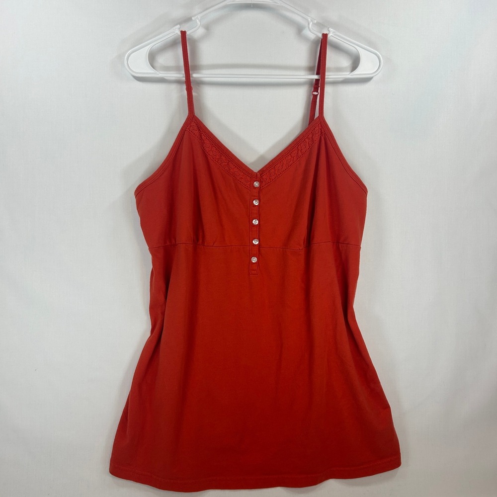 Faded Glory Red Cotton Lace-Trim Cami Top Size XL (16/18)